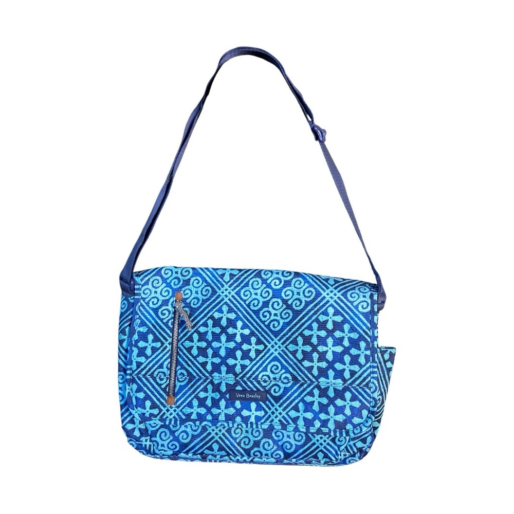 Vera Bradley Blue Pattern Messenger Bag Crossbody Adjustable Strap